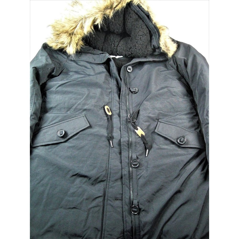 Amazon Womens Coat Plush Hooded Heavy Jacket Fur Lined Large Black